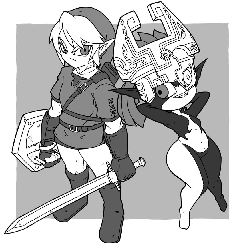 link and midna (the legend of zelda and 1 more) drawn by name_omoitukan2