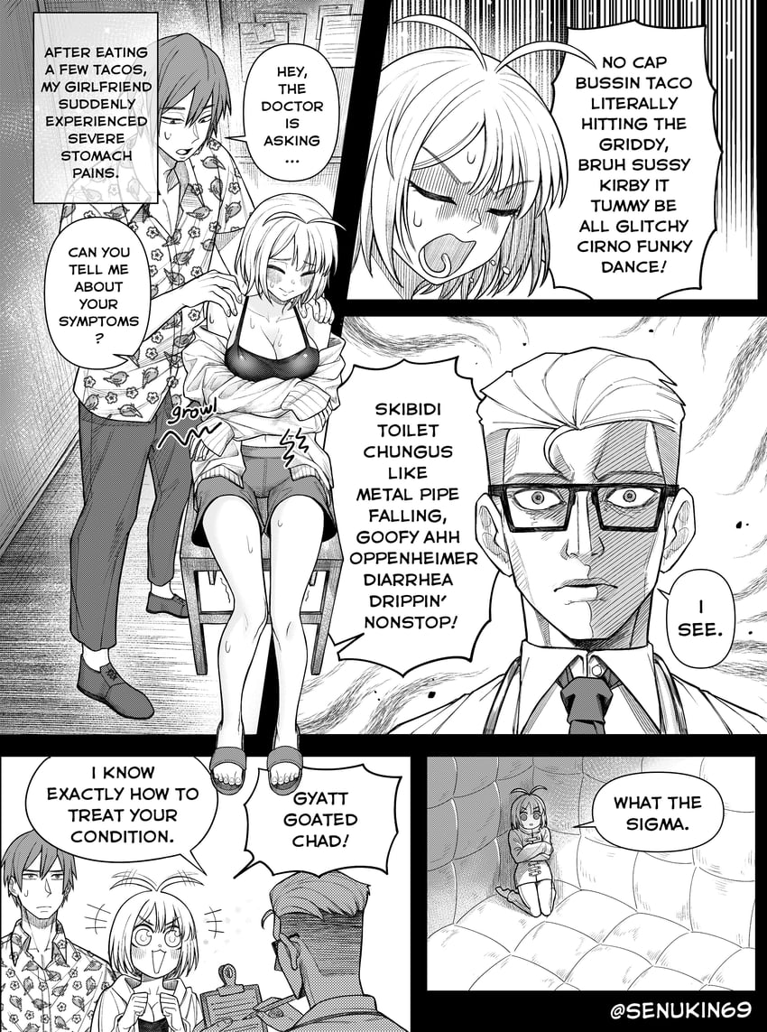 luvvy gronk and john dinne (brainrot girlfriend) drawn by senukin