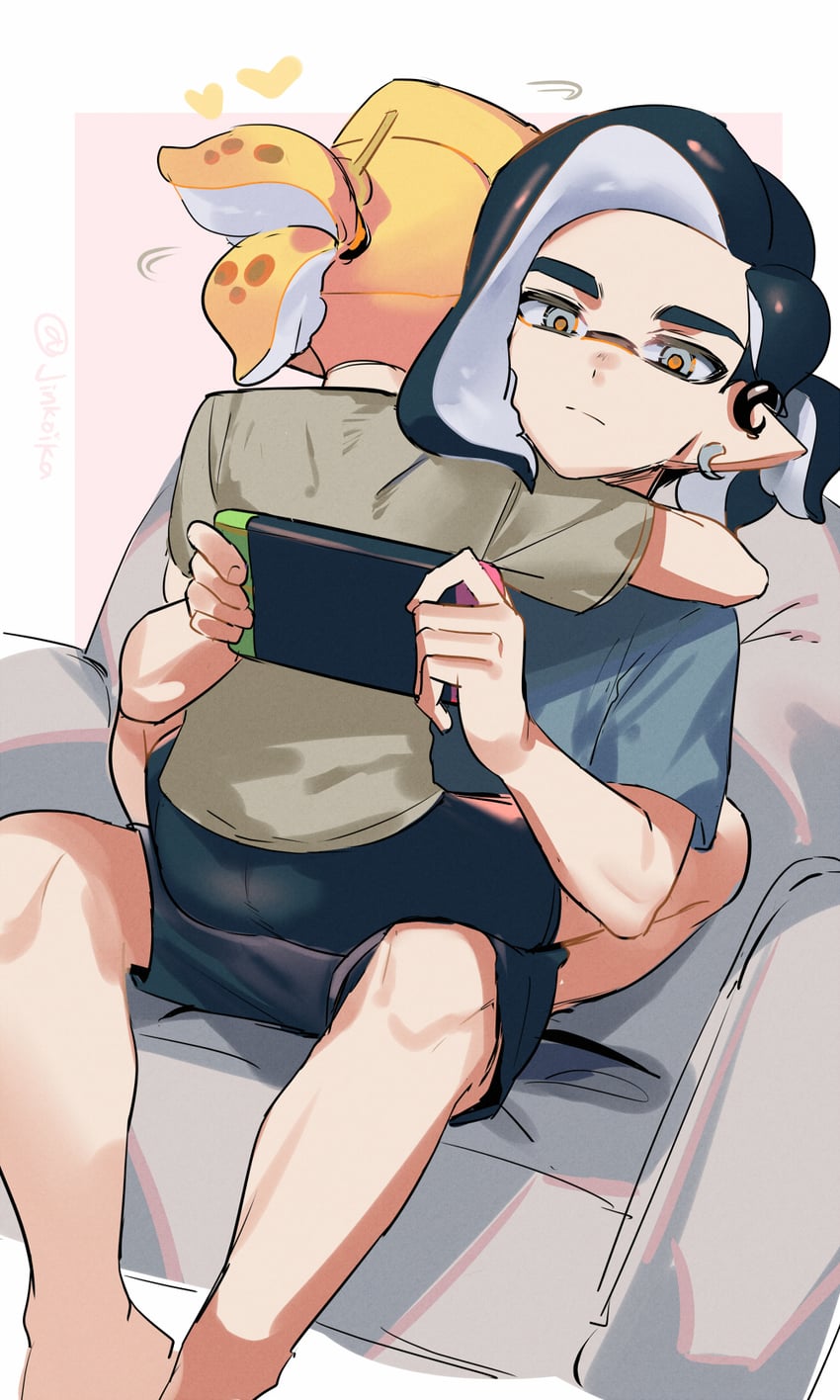 inkling player character and inkling boy (splatoon) drawn by jinkoika