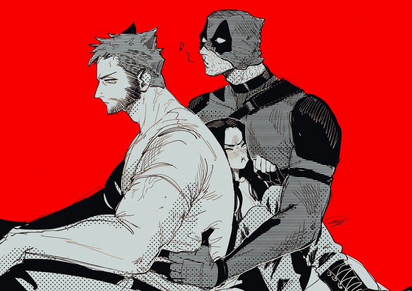 wolverine, deadpool, x-23, and laura kinney (marvel and 4 more) drawn by mamegashi002