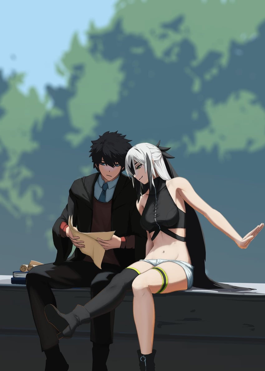 fujimaru ritsuka, nagao kagetora, and uesugi kenshin (fate and 1 more) drawn by paperpillar