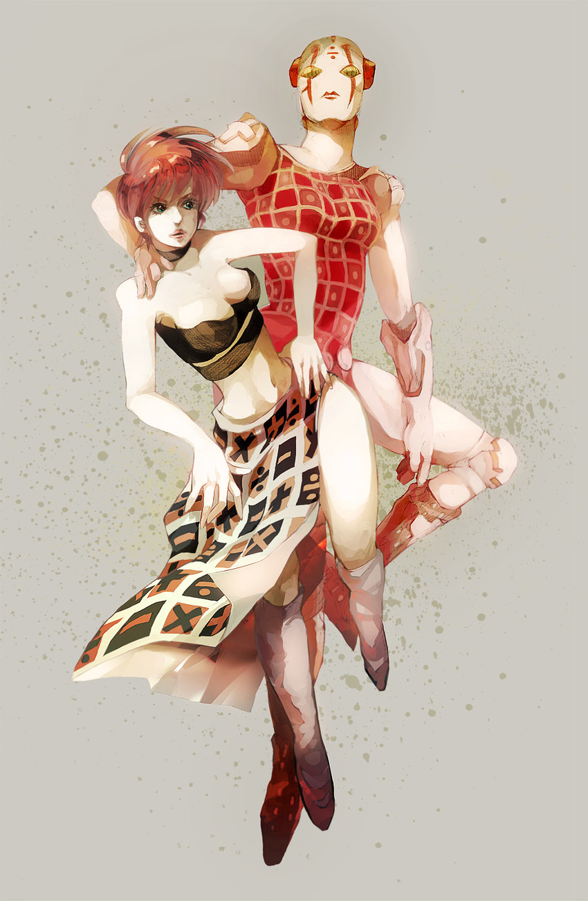 trish una and spice girl (jojo no kimyou na bouken and 1 more) drawn by champi