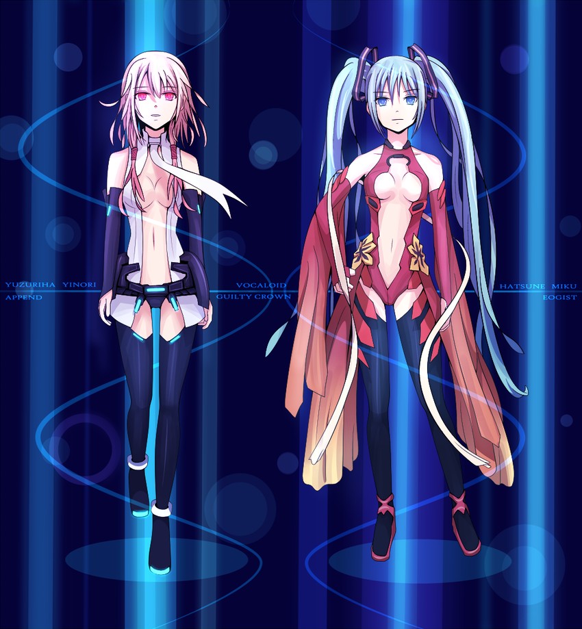 hatsune miku and yuzuriha inori (vocaloid and 1 more) drawn by langjiao