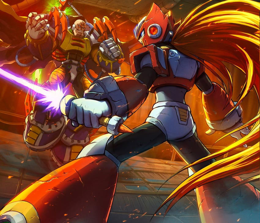 zero and sigma (mega man and 2 more) drawn by hoshi_mikan