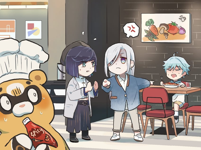 shenhe, yelan, chongyun, and guoba (genshin impact and 1 more) drawn by xinzoruo