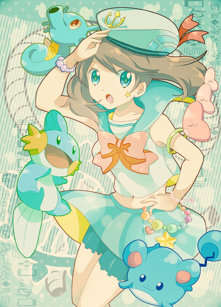 may, mudkip, marill, luvdisc, and horsea (pokemon and 1 more) drawn by nago_celica