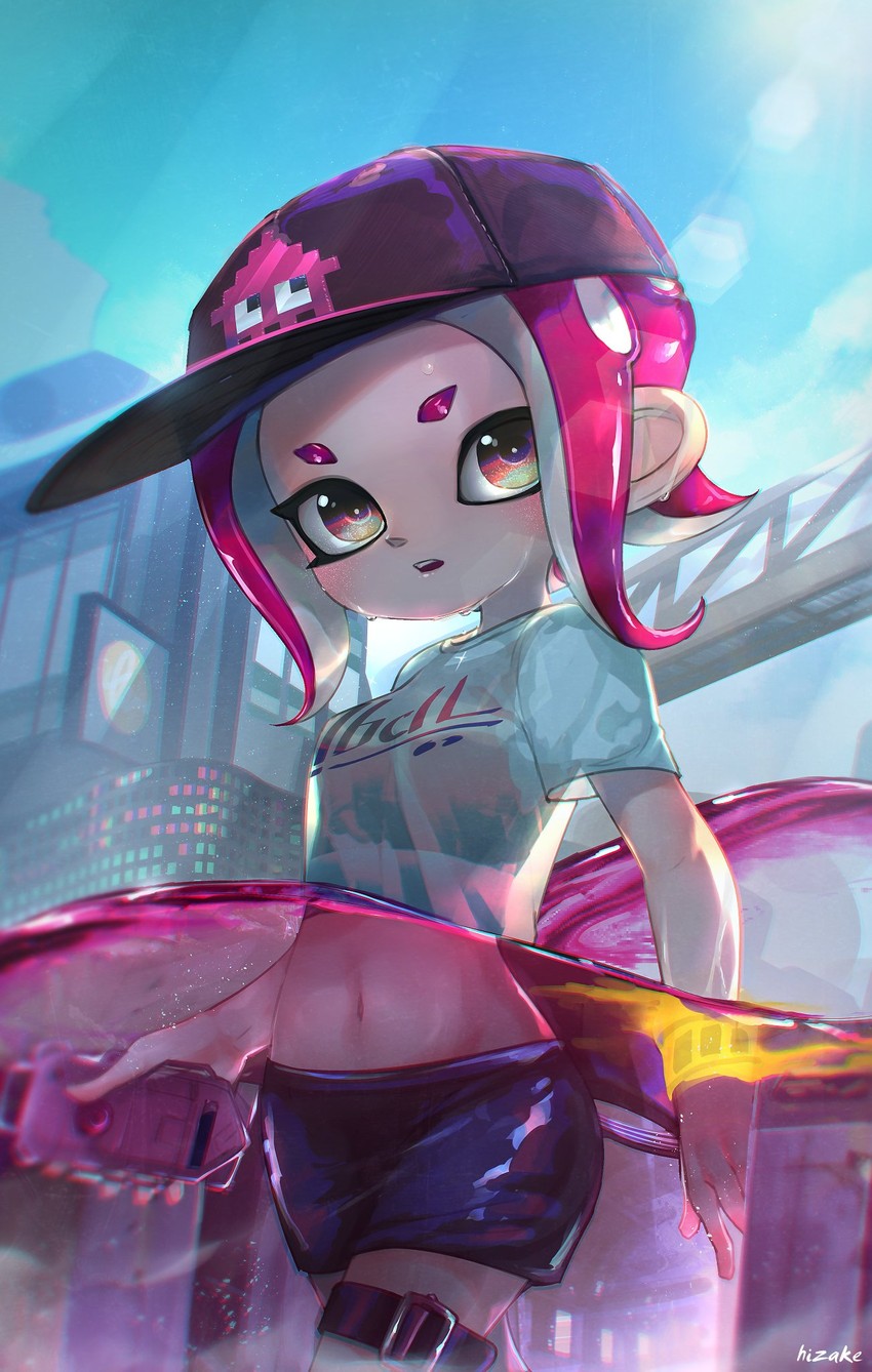 octoling player character and octoling girl (splatoon and 2 more) drawn by kashu_(hizake)