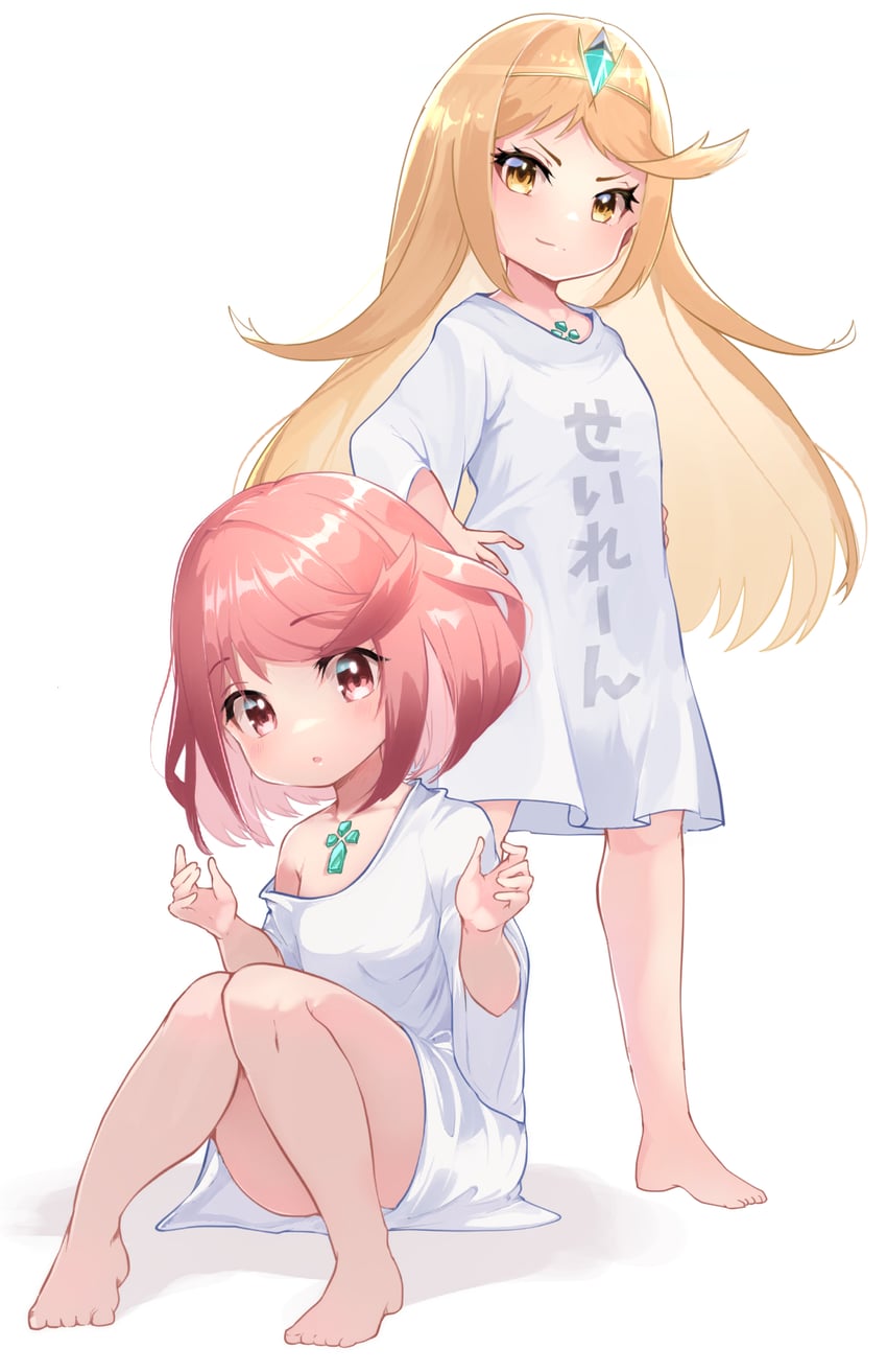 pyra and mythra (xenoblade chronicles and 1 more) drawn by risumi_(taka-fallcherryblossom)