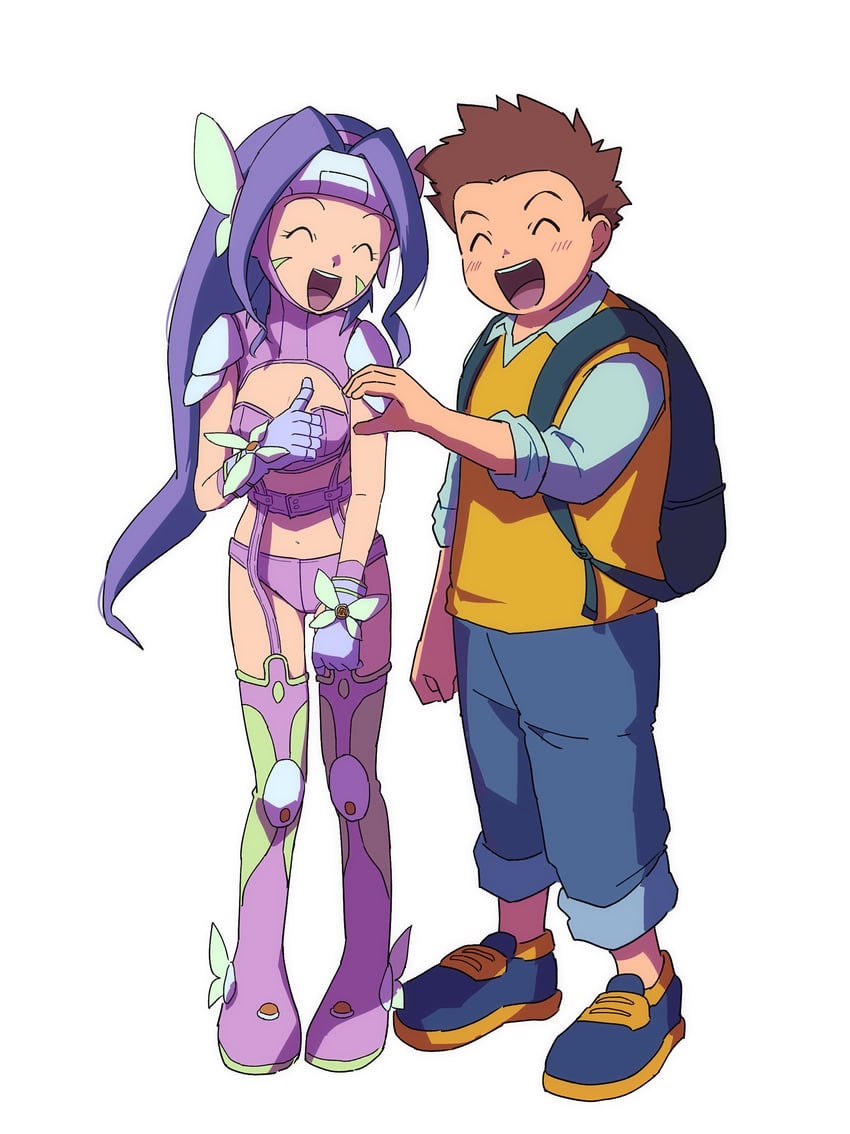 fairimon, orimoto izumi, and shibayama junpei (digimon and 1 more) drawn by kato_(digiyuzu)