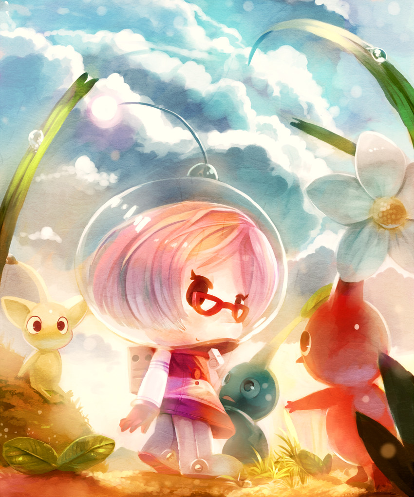 red pikmin, yellow pikmin, blue pikmin, and brittany (pikmin and 1 more) drawn by b_spa_gyoreva