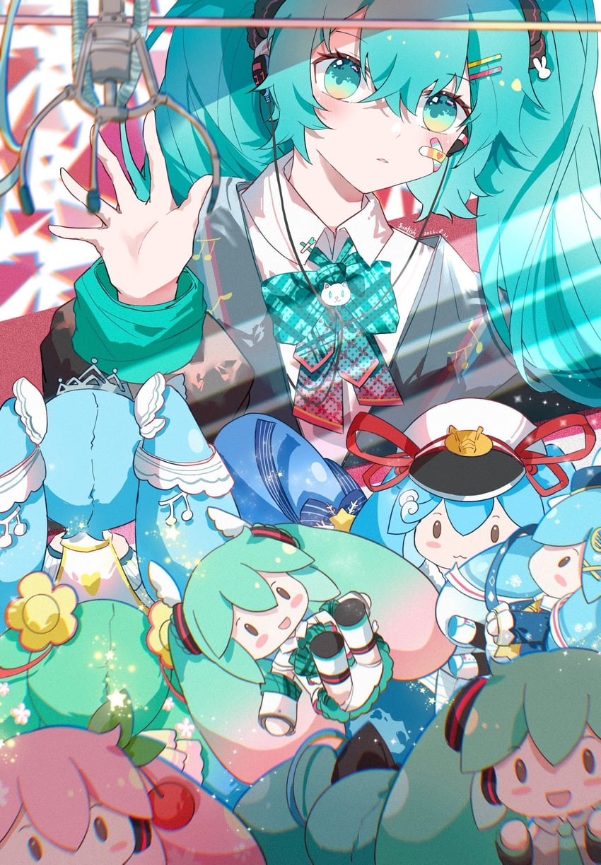 hatsune miku, yuki miku, sakura miku, and magical mirai miku (vocaloid and 2 more) drawn by sunfish3939