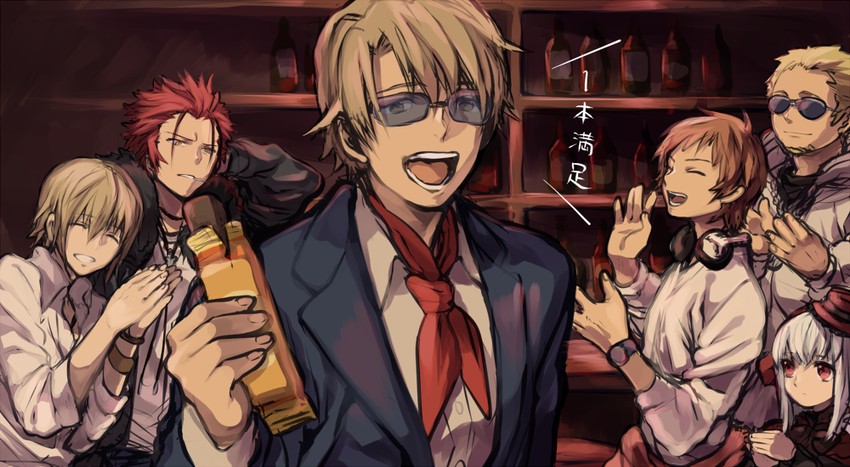 yata misaki, kushina anna, suoh mikoto, kusanagi izumo, totsuka tatara, and 1 more (k-project) drawn by kudou_akira