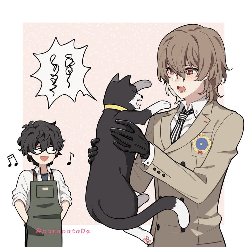 amamiya ren, akechi gorou, and morgana (persona and 1 more) drawn by zozakura