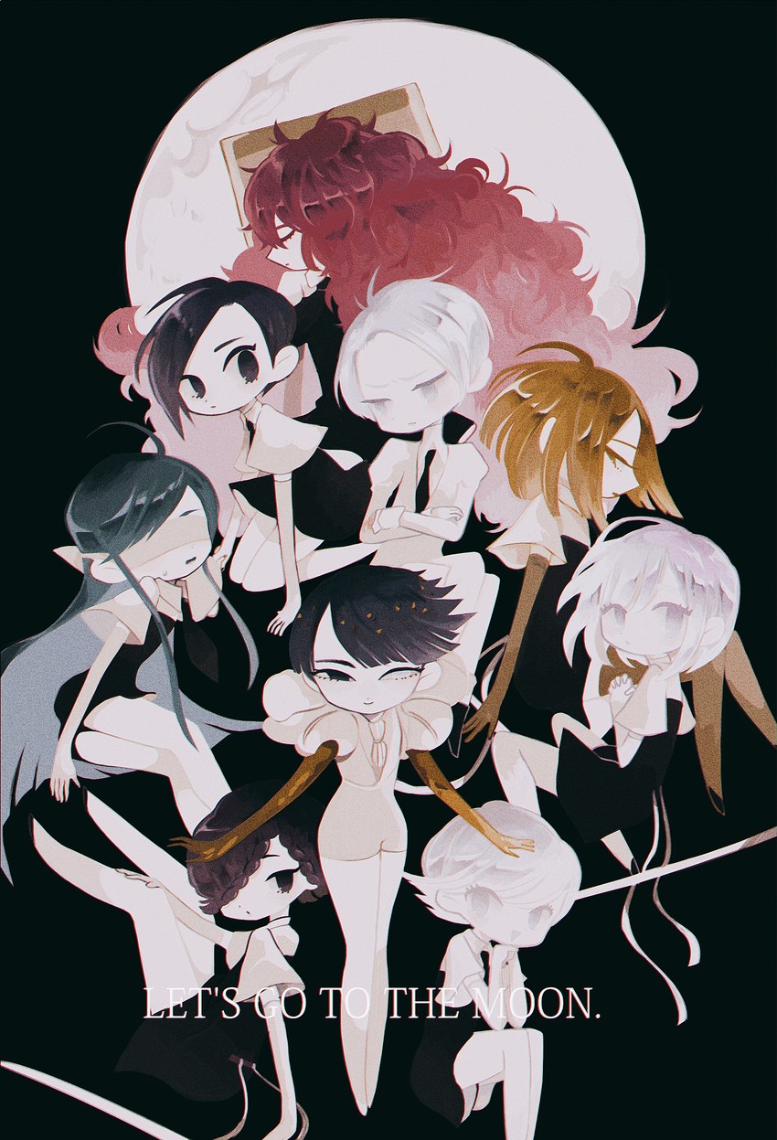 phosphophyllite, diamond, padparadscha, cairngorm, yellow diamond, and 4 more (houseki no kuni) drawn by marimo_(marimotty)