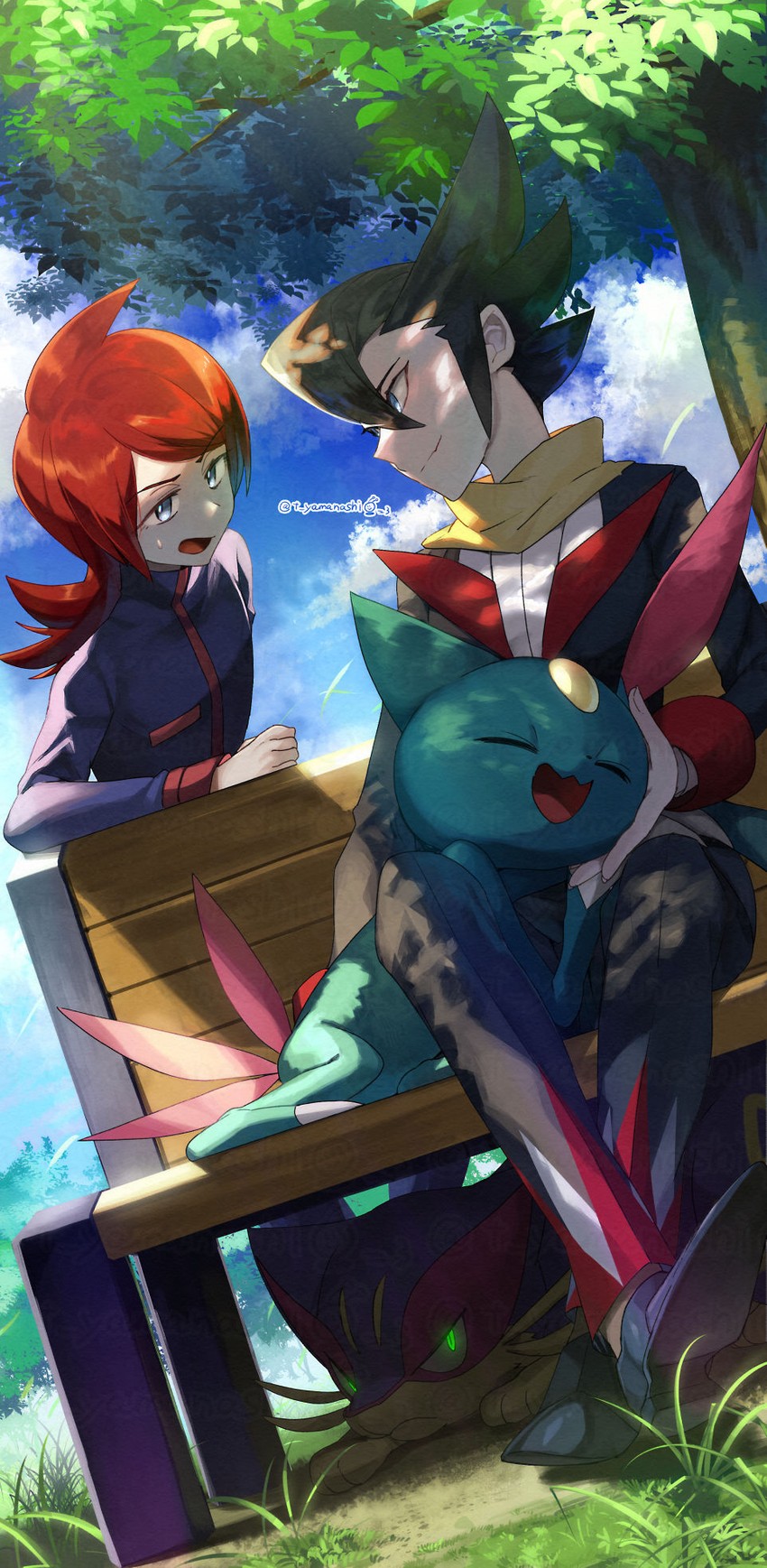 silver, grimsley, sneasel, and liepard (pokemon and 2 more) drawn by yamanashi_taiki
