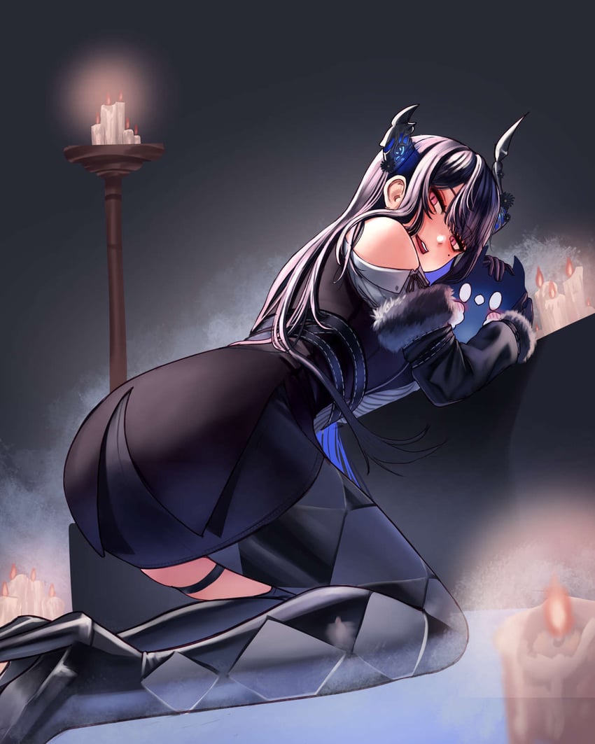 nerissa ravencroft and jailbird (hololive and 1 more) drawn by hikienlaventana