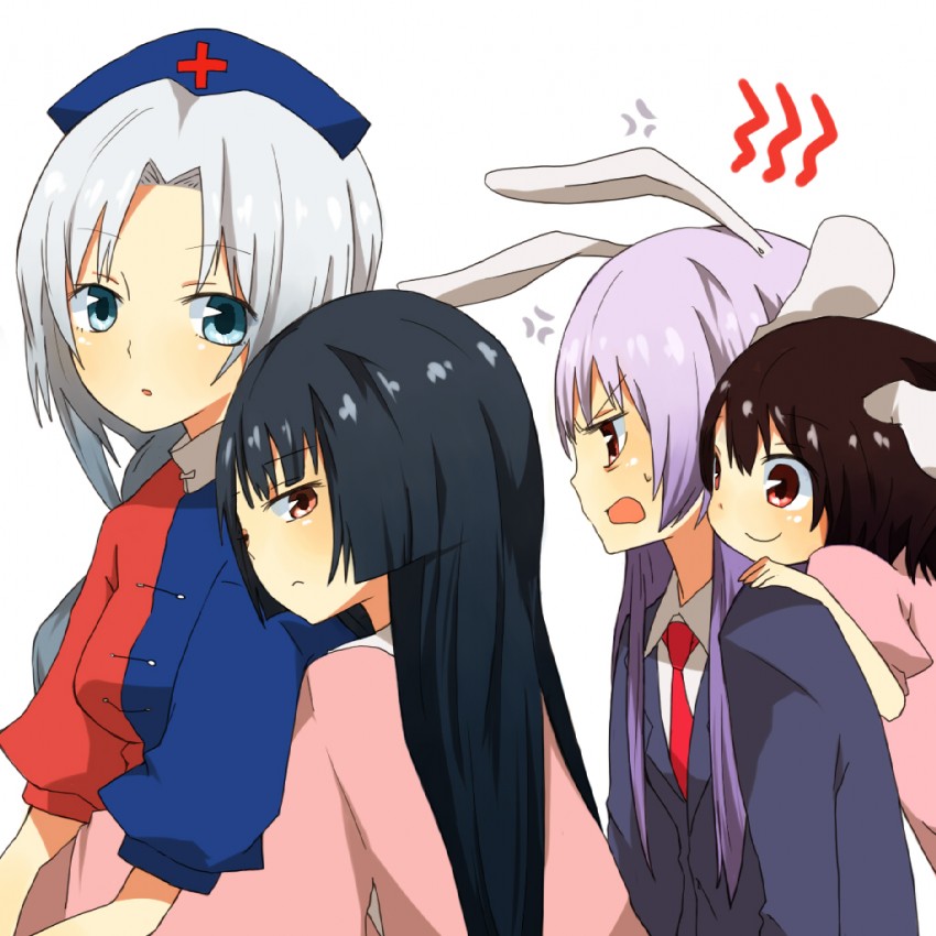 reisen udongein inaba, houraisan kaguya, inaba tewi, and yagokoro eirin (touhou) drawn by orange_(bibiko)