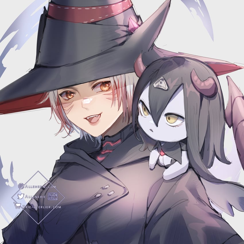warrior of light, black mage, and wind-up succubus (final fantasy and 1 more) drawn by allenerie
