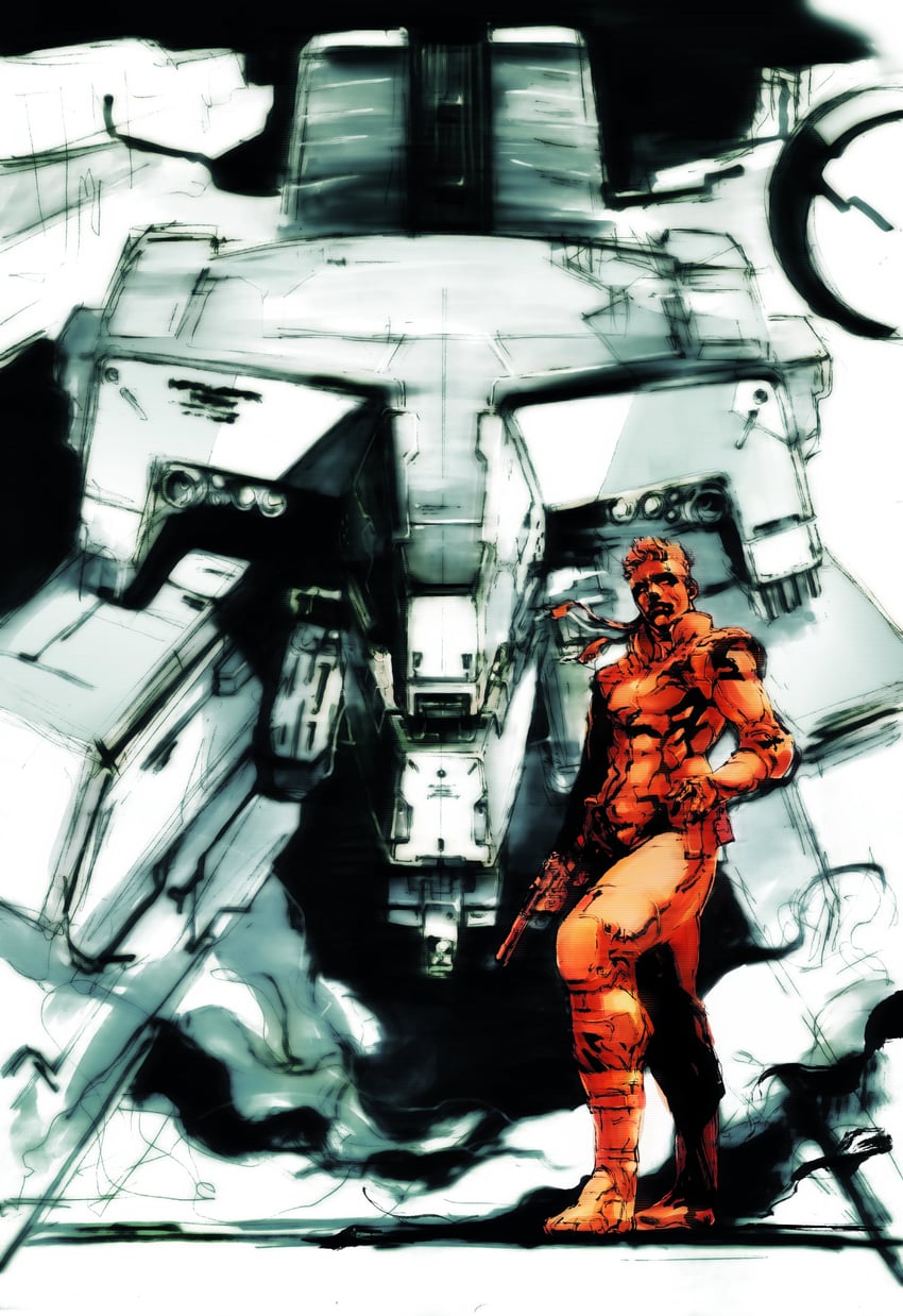 solid snake and metal gear rex (metal gear and 1 more) drawn by sorimura_youji