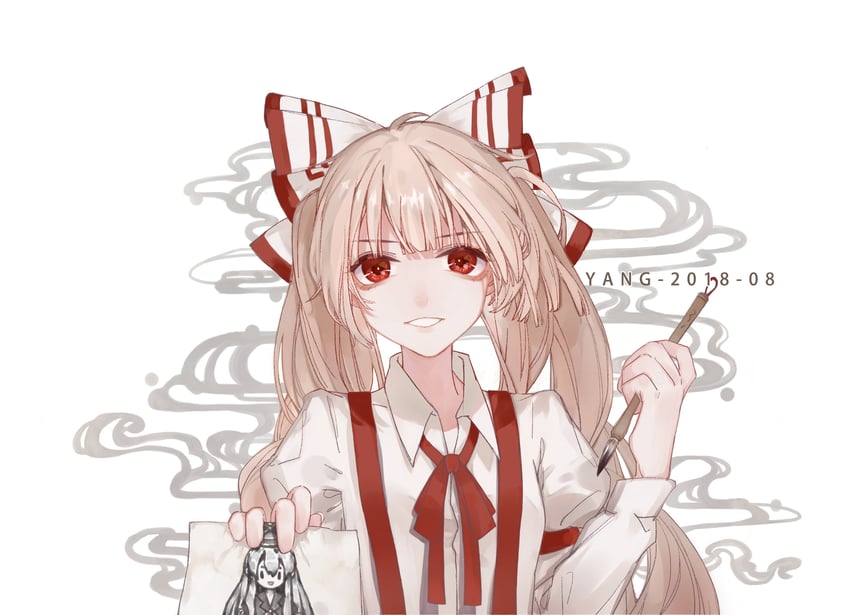 fujiwara no mokou and kamishirasawa keine (touhou) drawn by shiyong_xing