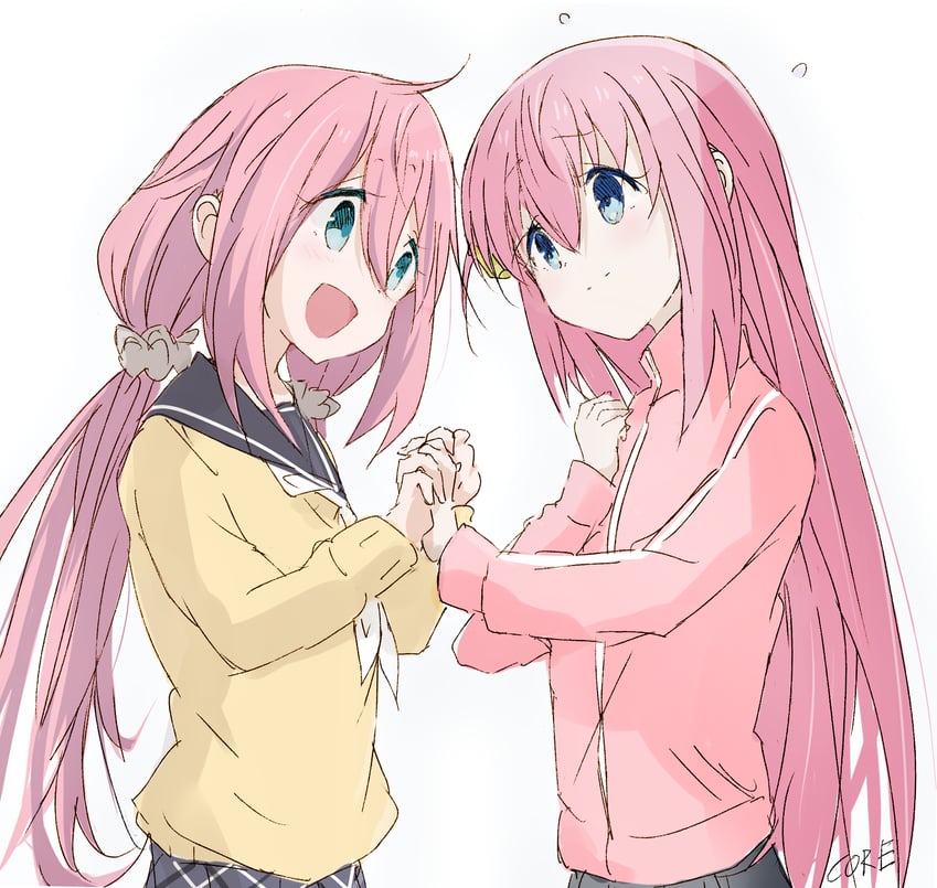 gotoh hitori and kagamihara nadeshiko (bocchi the rock! and 1 more) drawn by core_(mayomayo)