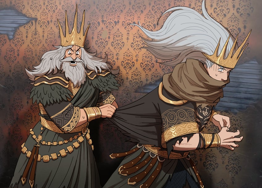 nameless king and gwyn lord of sunlight (dark souls and 2 more) drawn by essor0706