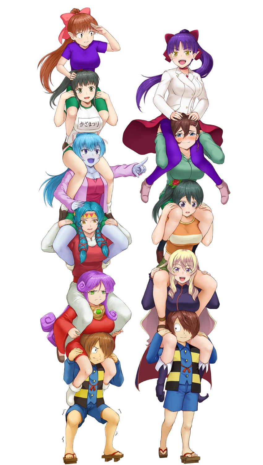 nekomusume, kitarou, inuyama mana, aoi, agnes, and 4 more (gegege no kitarou) drawn by shevarion_(sheva_god)