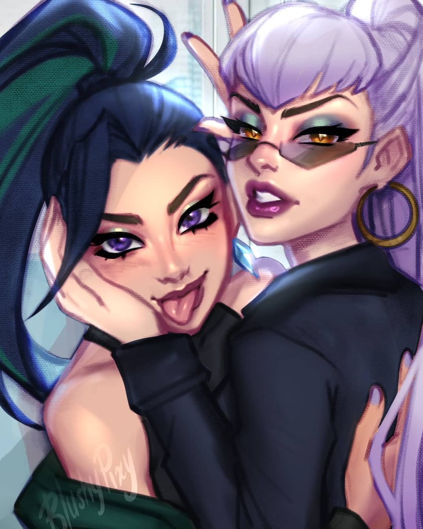 evelynn, kai'sa, k/da all out evelynn, k/da all out kai'sa, the baddest evelynn, and 1 more (league of legends) drawn by blushyspicy