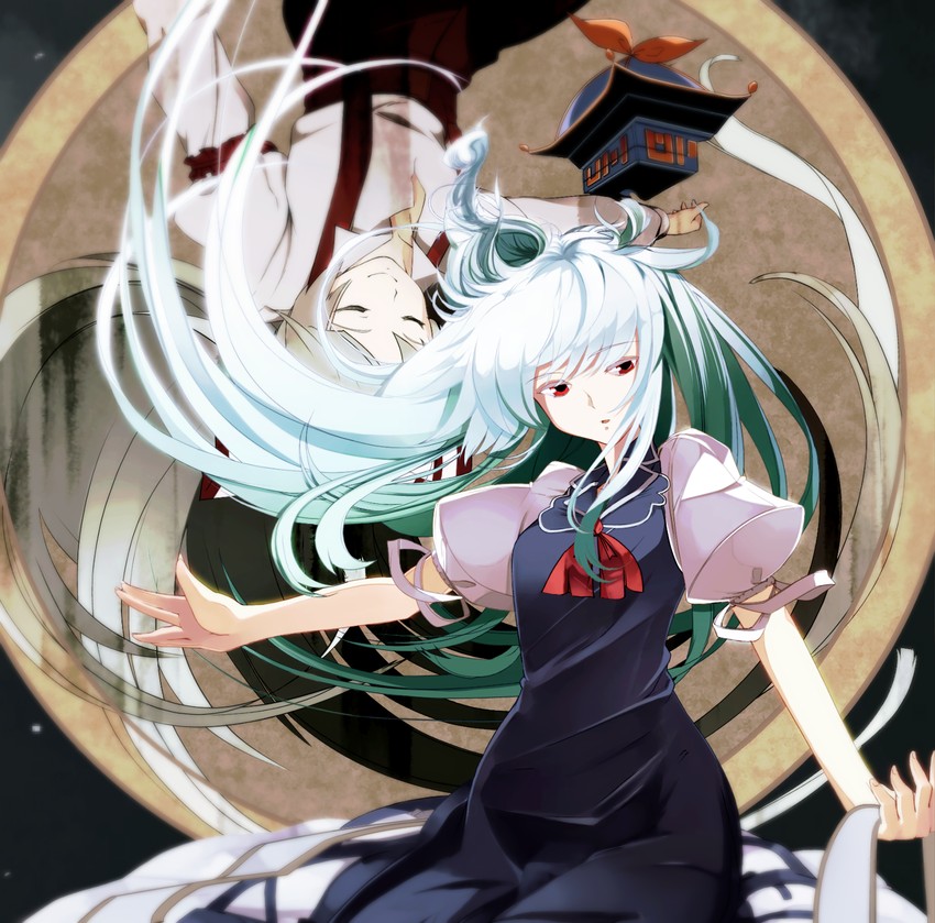 fujiwara no mokou and kamishirasawa keine (touhou) drawn by fk