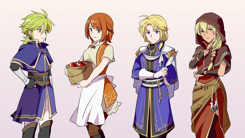 igrene, wolt, klein, and dorothy (fire emblem and 1 more) drawn by ksw_f_m_d