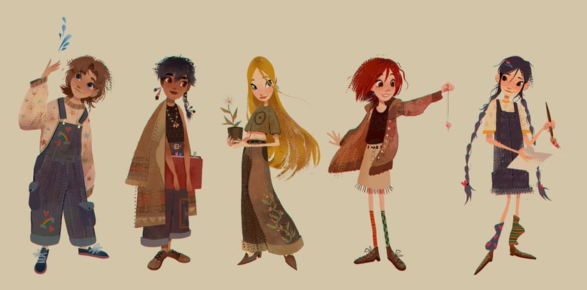 will vandom, irma lair, cornelia hale, taranee cook, and hay lin (w.i.t.c.h.) drawn by stardust_axel