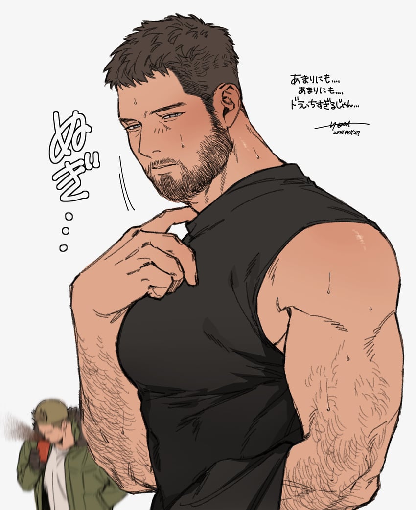 chris redfield and piers nivans (resident evil and 1 more) drawn by moto23059