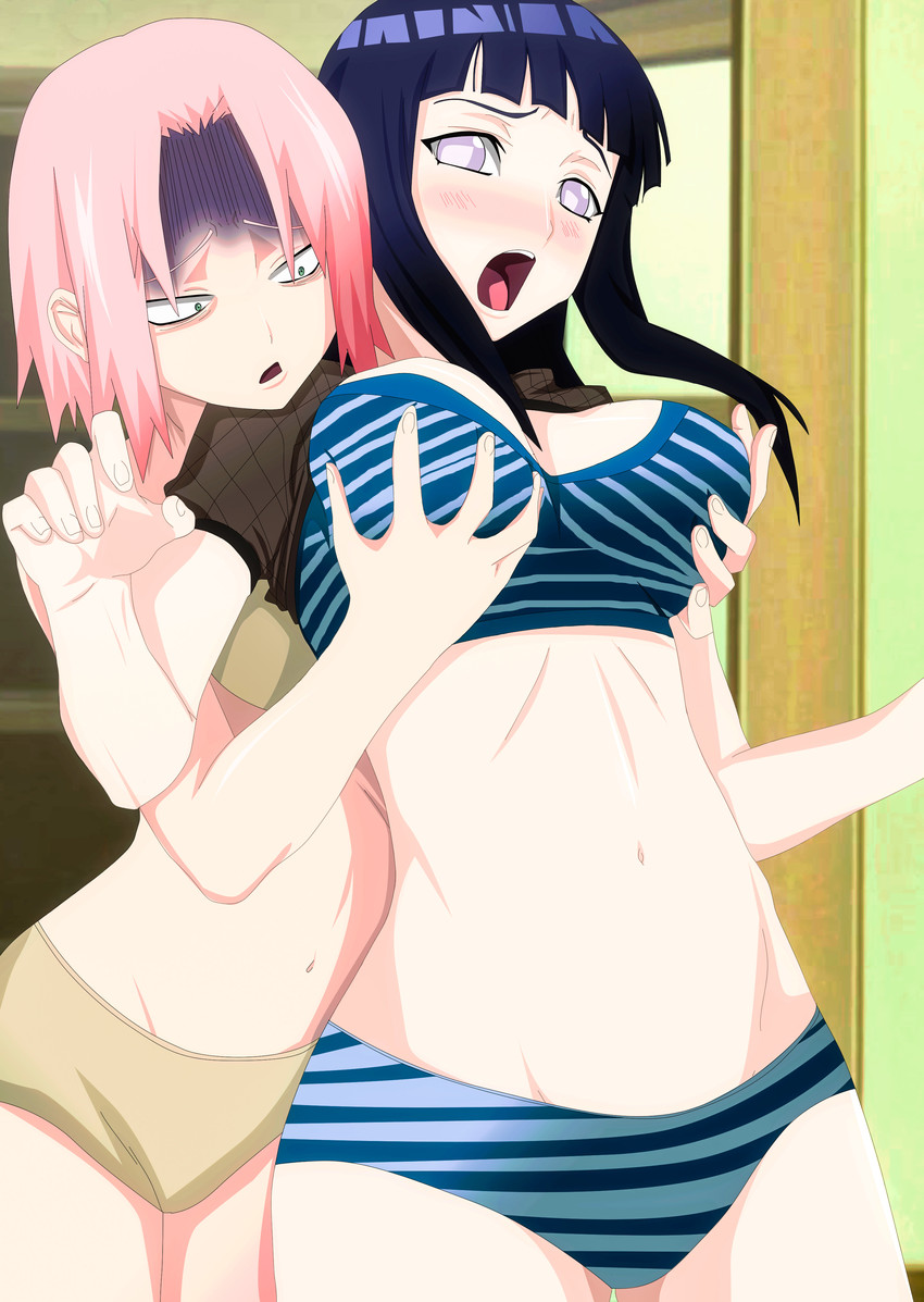 haruno sakura and hyuuga hinata (naruto and 1 more) drawn by yameta