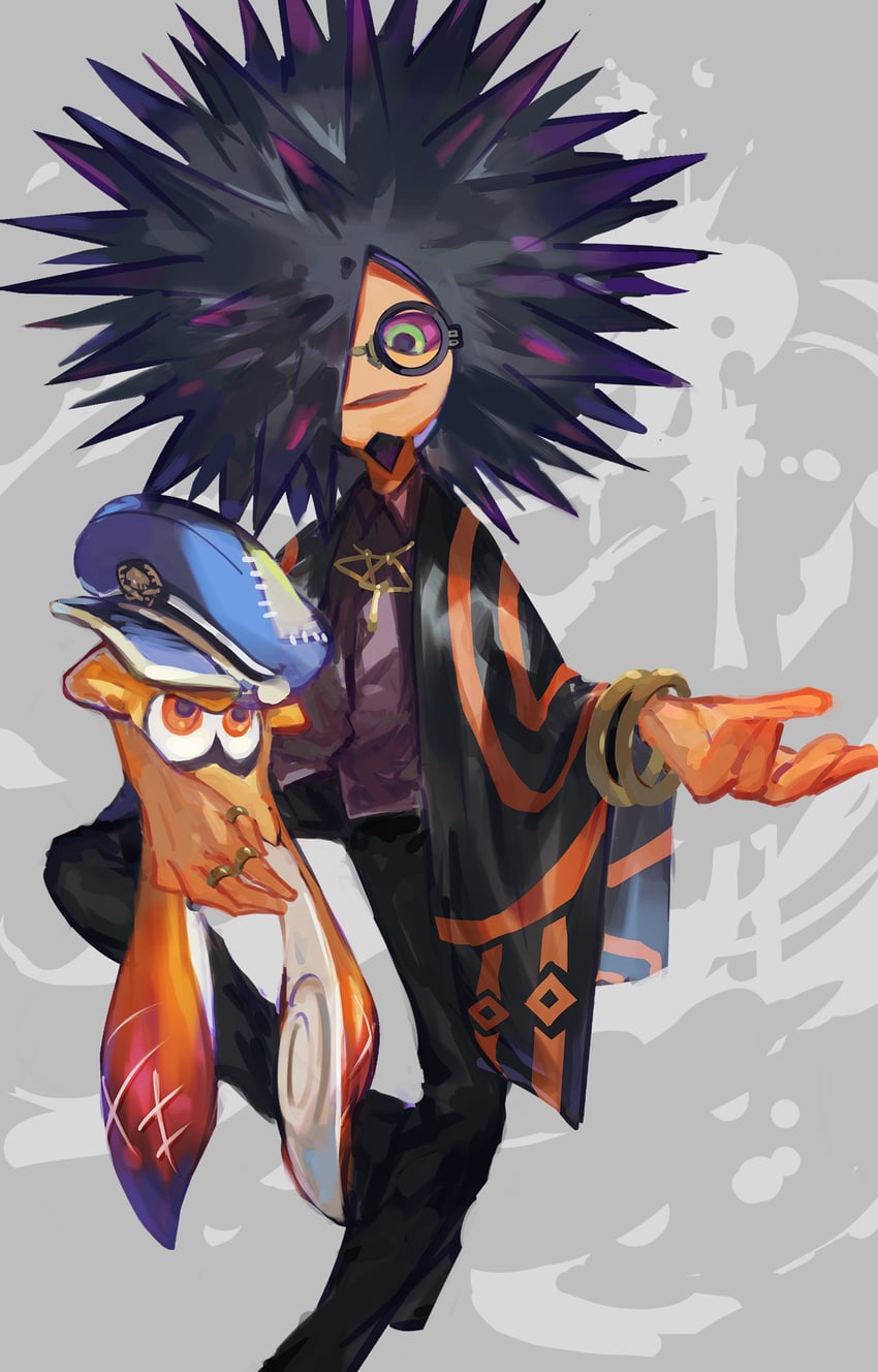 agent 3, captain 3, and spyke (splatoon and 1 more) drawn by maumaujanken