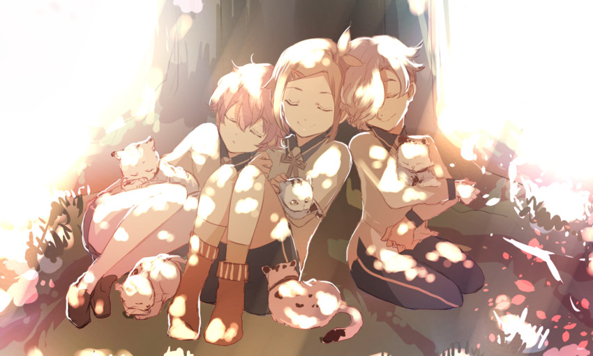 gokotai, gokotai's tigers, akita toushirou, and houchou toushirou (touken ranbu) drawn by ui_(majiwi)