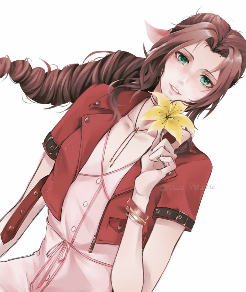 aerith gainsborough (final fantasy and 2 more) drawn by pao_fu226