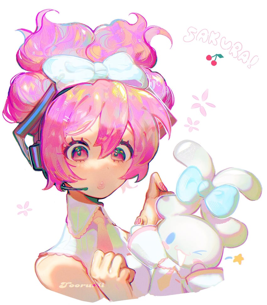 hatsune miku, sakura miku, and cinnamoroll (vocaloid and 2 more) drawn by torurii
