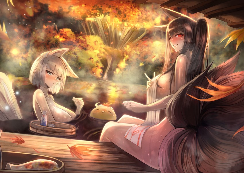 manjuu, kaga, and akagi (azur lane) drawn by ohako_(ohako1818)