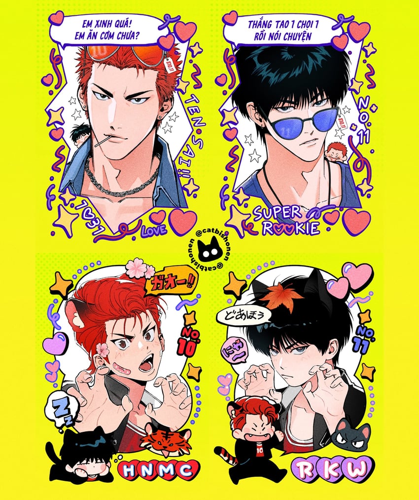 sakuragi hanamichi and rukawa kaede (slam dunk) drawn by catbishonen