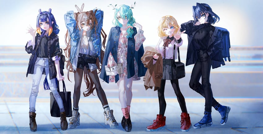 ninomae ina'nis, ouro kronii, nanashi mumei, watson amelia, and ceres fauna (hololive and 1 more) drawn by quasarcake