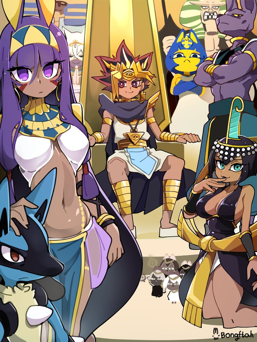 shirakami fubuki, nitocris, lucario, ankha, atem, and 4 more (fate and 10 more) drawn by bongfill