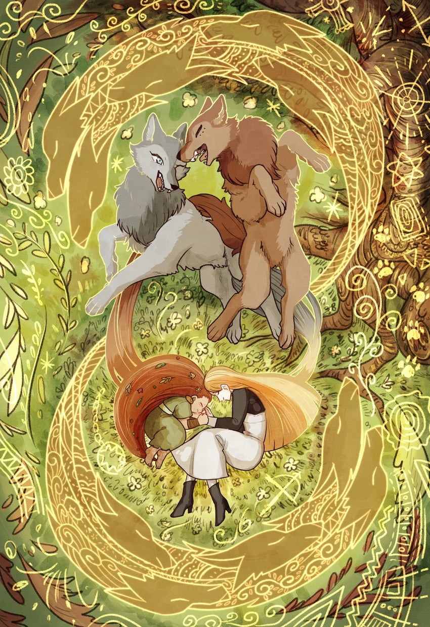 robyn goodfellowe and mebh og mactire (wolfwalkers) drawn by minamo_genkou