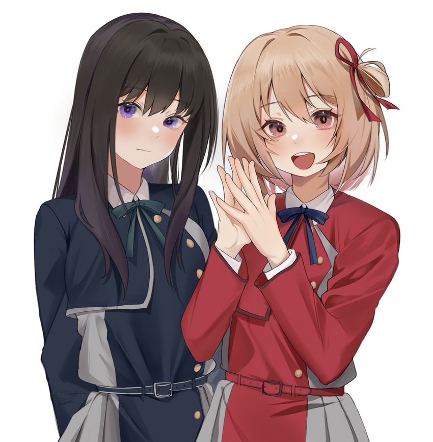 nishikigi chisato and inoue takina (lycoris recoil) drawn by r1meo