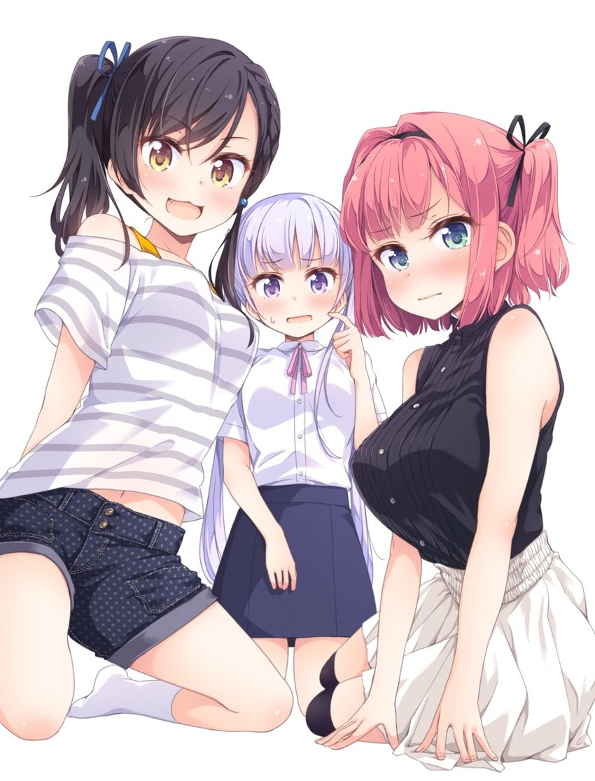suzukaze aoba, mochizuki momiji, and narumi tsubame (new game!) drawn by tokunou_shoutarou
