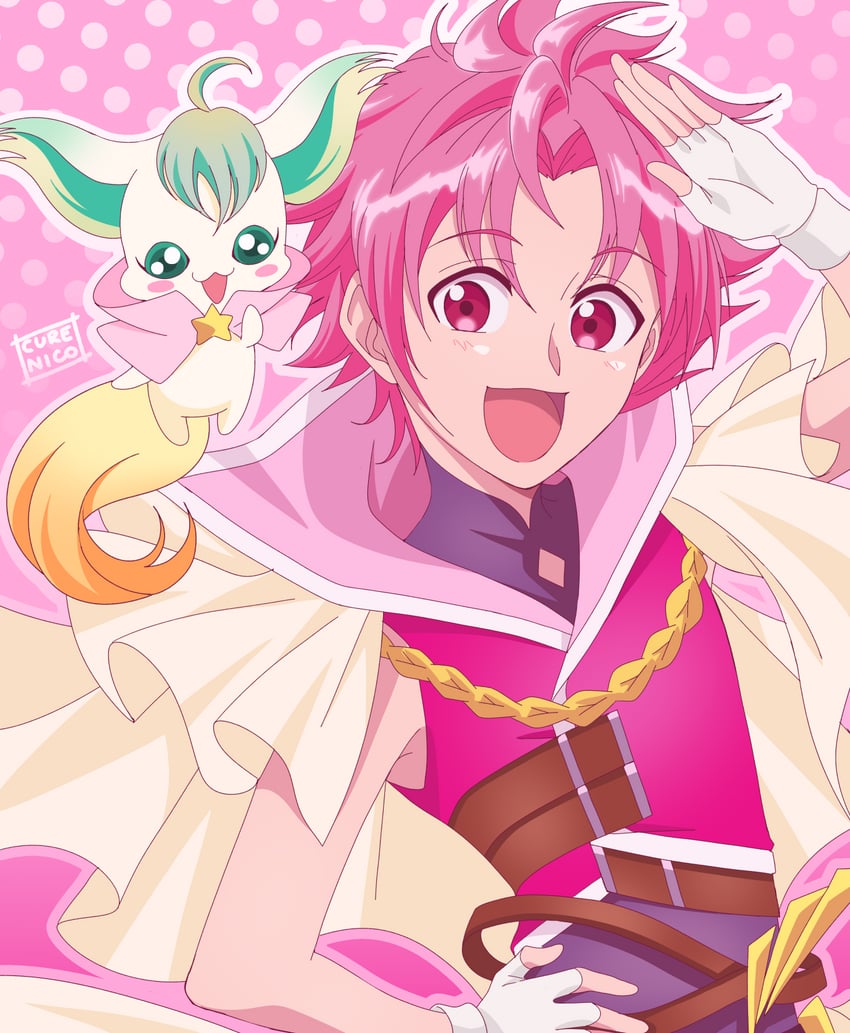 hoshikawa gaku, cure top, and pas de deux (precure and 1 more) drawn by cure_nico