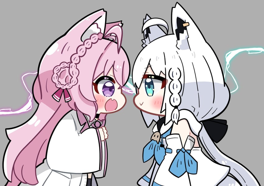 shirakami fubuki and hakui koyori (hololive) drawn by dohoon