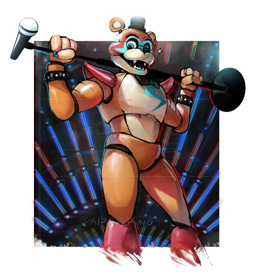 glamrock freddy (five nights at freddy's and 1 more) drawn by alpineping