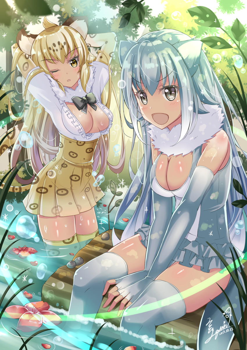 jaguar and small-clawed otter (kemono friends) drawn by quin_(himegata_alice)