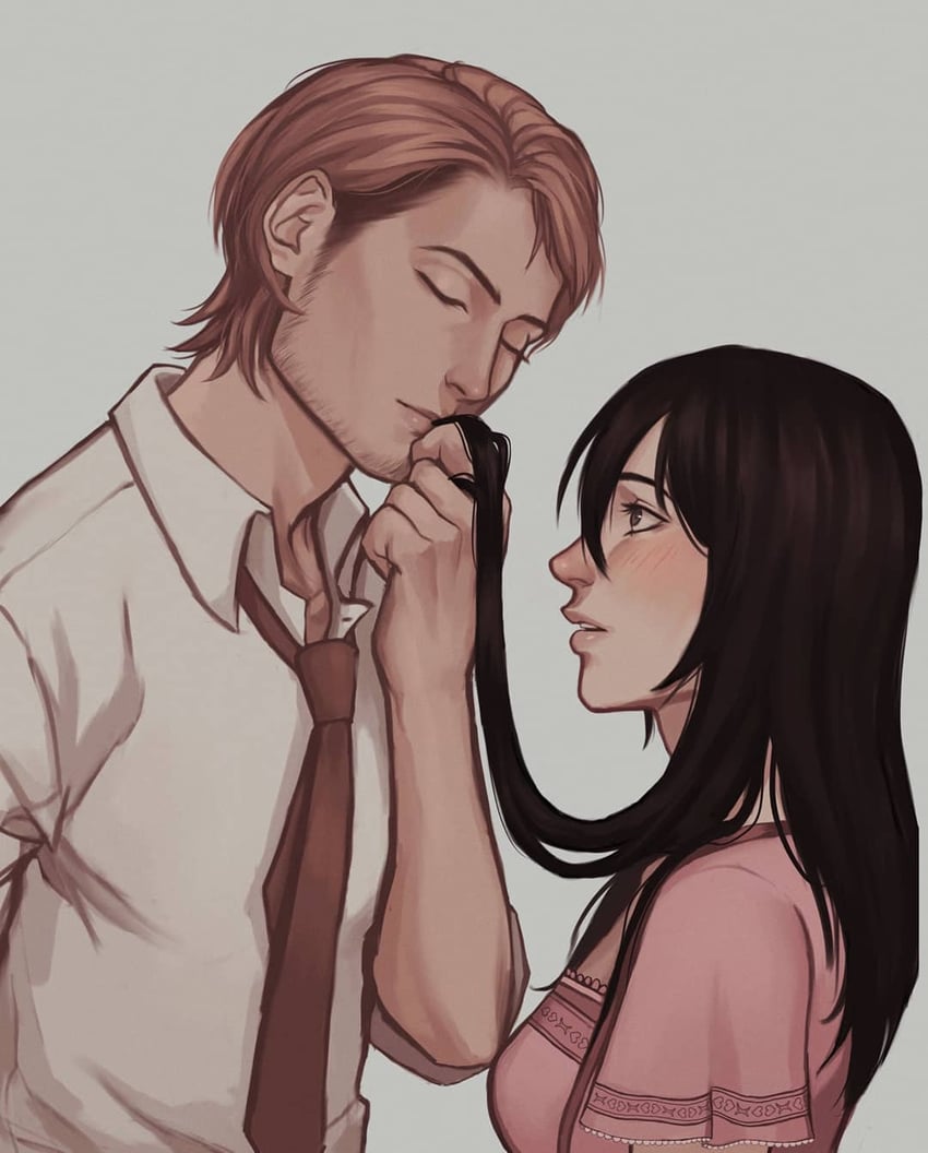 mikasa ackerman and jean kirstein (shingeki no kyojin) drawn by astherya