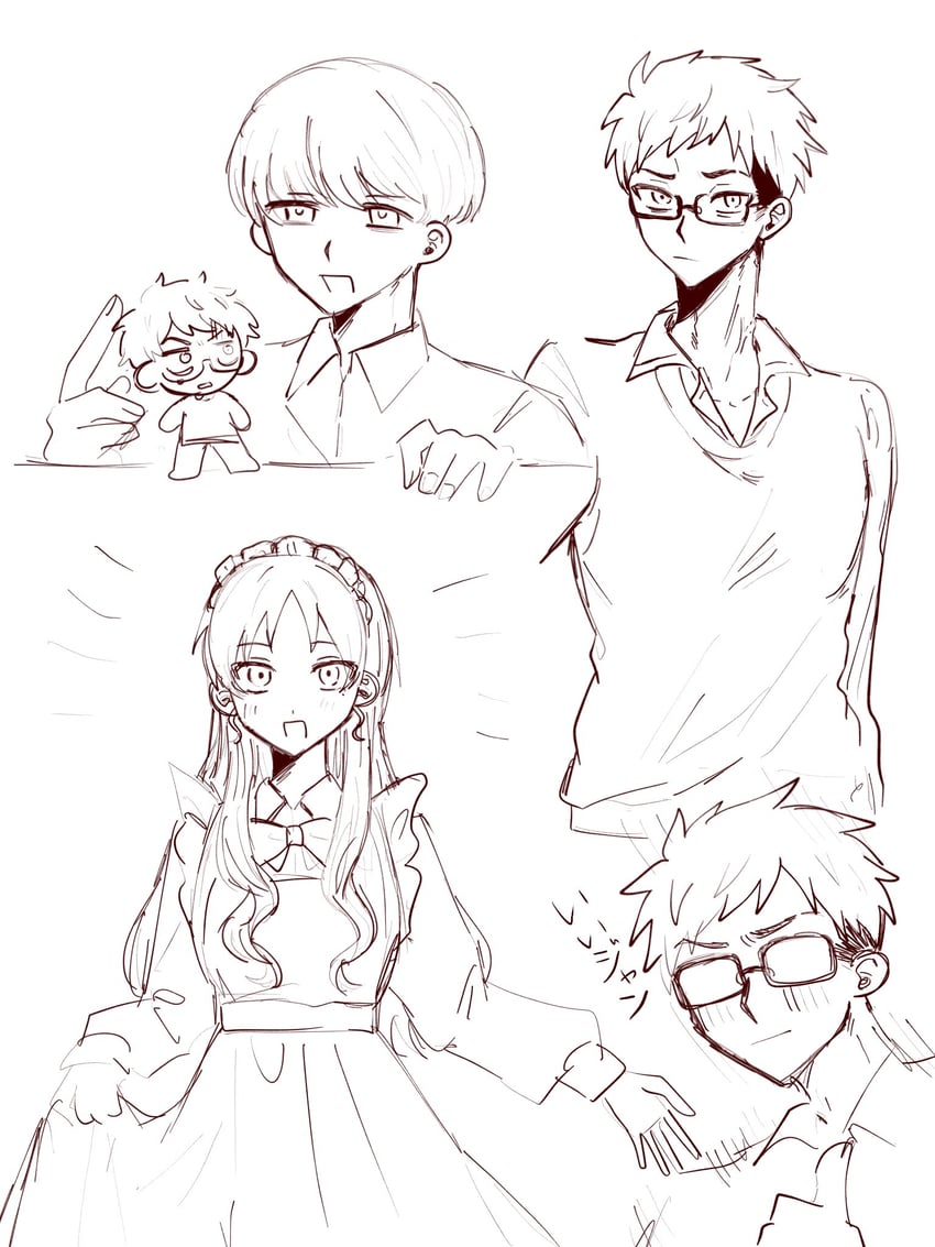 uchida momo, takami kouki, and tohno gen (futsuu no keion-bu) drawn by 0ocharming